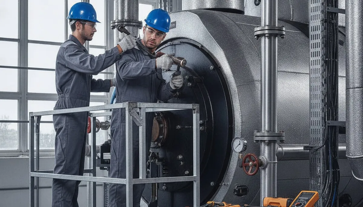 San Francisco plumber repairing a boiler for a home heating service