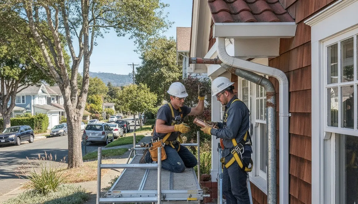 San Francisco, CA plumbing repair technician servicing a residential pipe leak