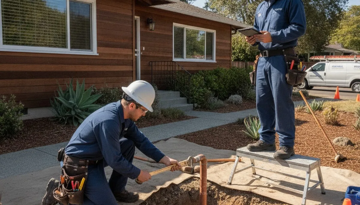 San Francisco plumber repairing a leaky pipe for residential plumbing service