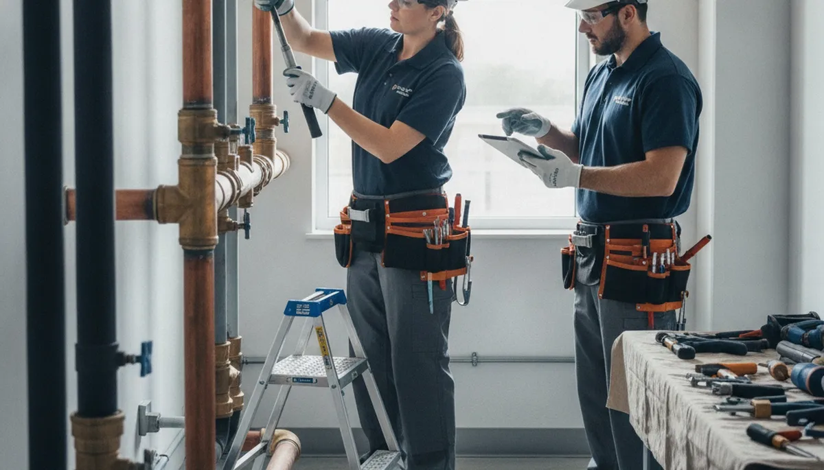 San Francisco, CA plumber repairing residential pipes for a home plumbing service call