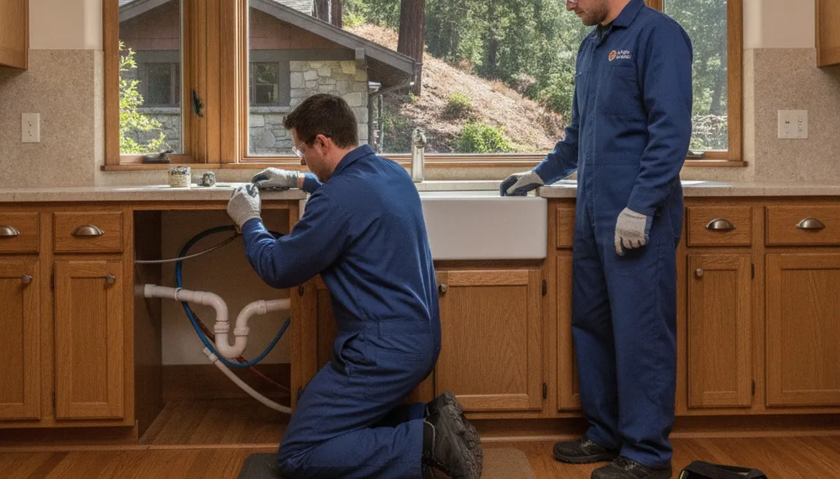 San Francisco, CA plumber repairing a leaking pipe for a residential plumbing service