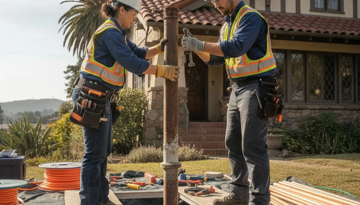 San Francisco, CA plumber repairing residential plumbing for a local plumbing service call