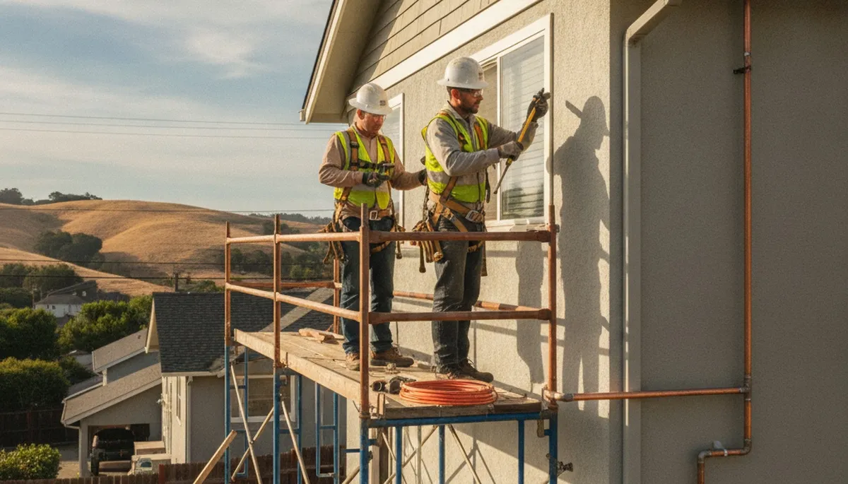 San Francisco, CA plumber repairing a leaking pipe for a plumbing service call