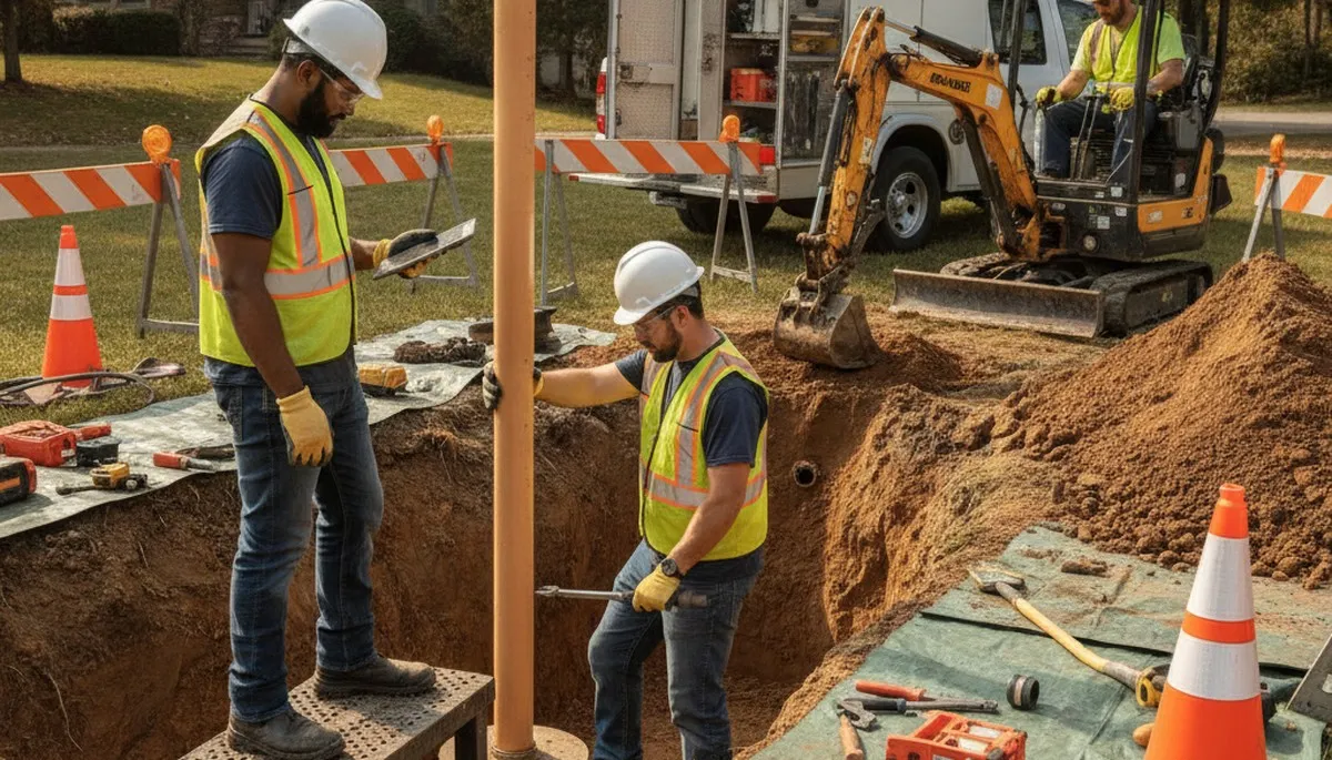 San Francisco, CA plumber inspecting septic repair service for a home on a service call