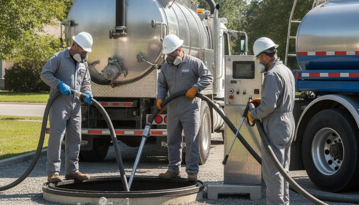 San Francisco plumber cleaning a residential septic tank for reliable home plumbing service